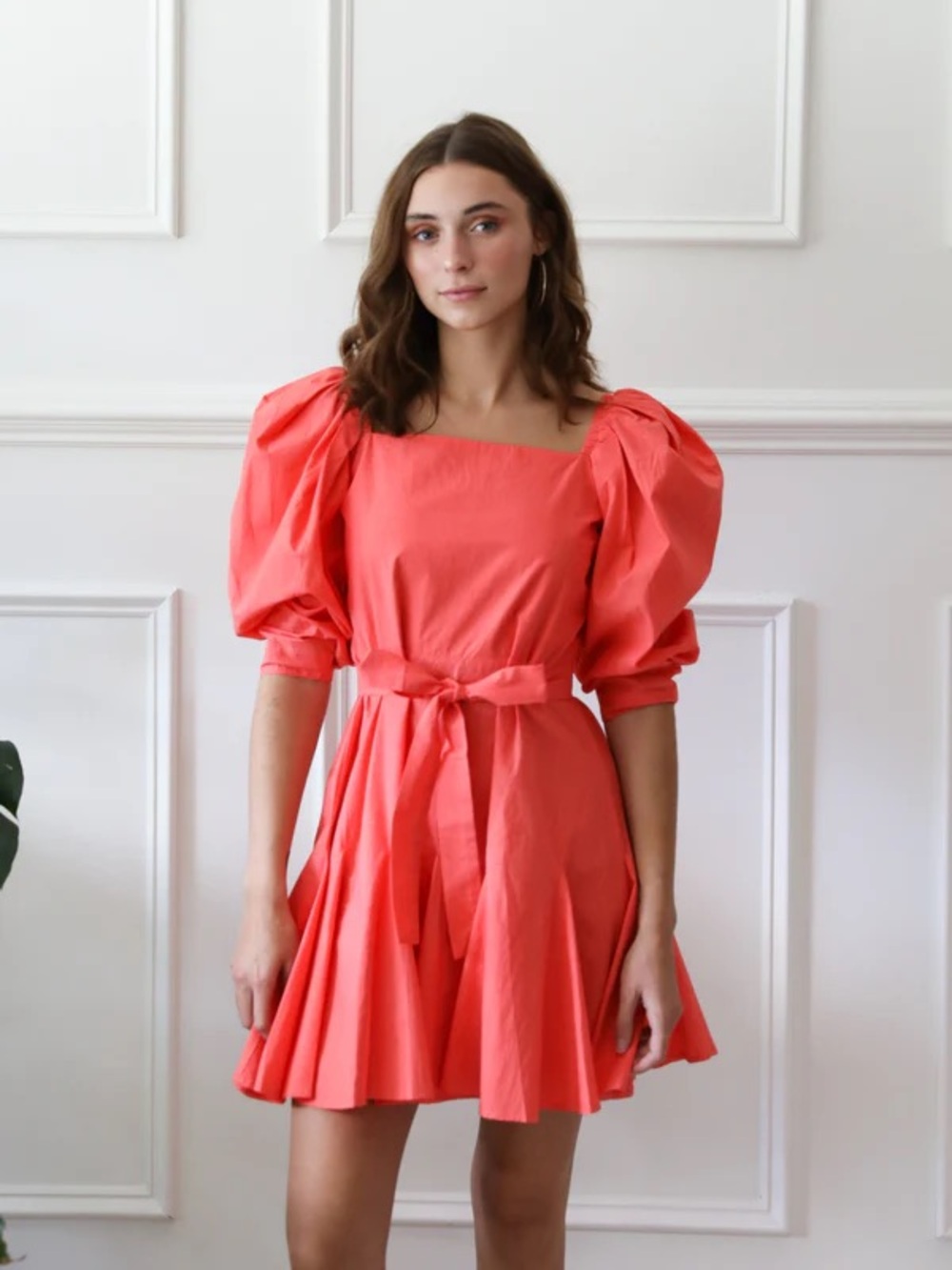 MILLE Anais Puff Sleeve Mini Dress In Melon | Size Small
